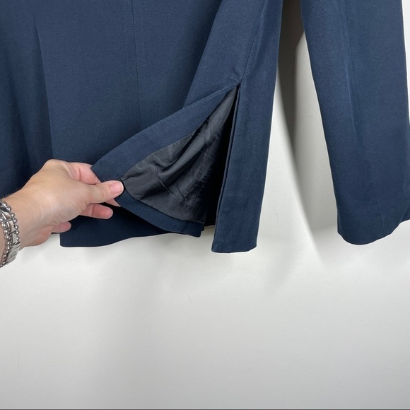 Derek Lam 10 Crosby Double Breasted Stretch Cotton Twill Jacket in Navy 6 - Picture 7 of 12